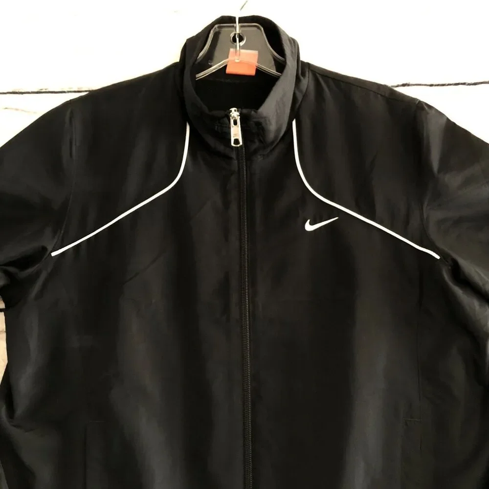 Nike The Athletic Dept Jacket L Womens Black White Swoosh Logo Track Windbreaker